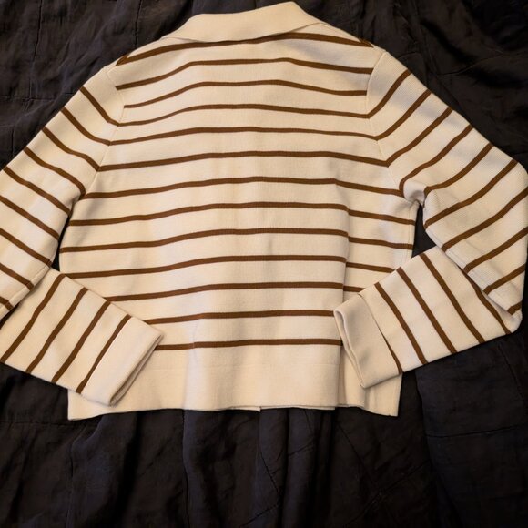Sezane Betty Cardigan Ecru / Camel - Size XS - Picture 3 of 5